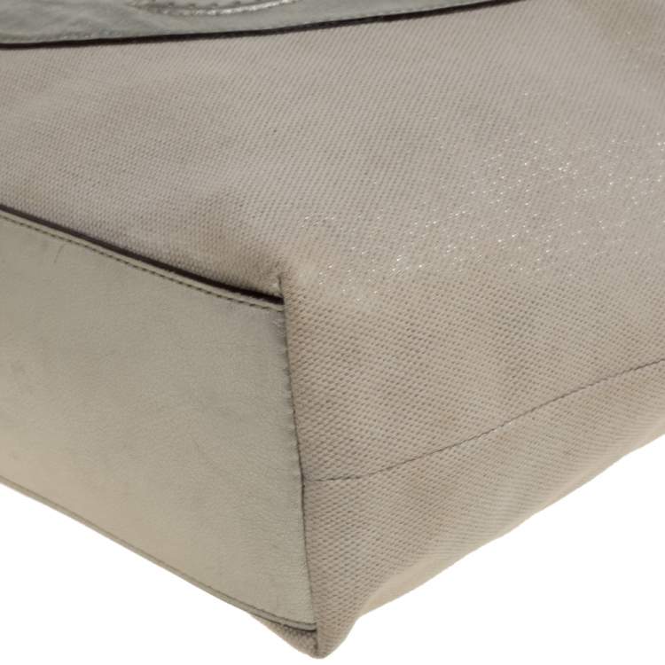 Pre Owned Coach Metallic Gold Canvas and Leather Tote