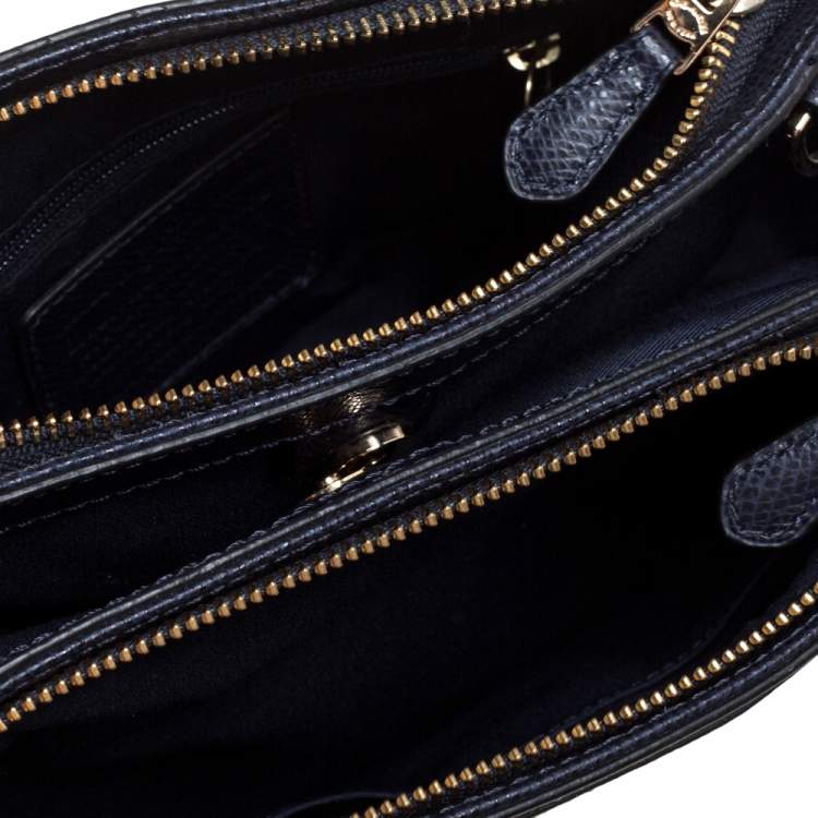 Pre Owned Coach Navy Blue Leather Mini Christie Carryall Satchel
