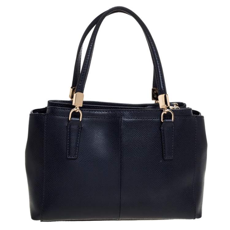 Pre Owned Coach Navy Blue Leather Mini Christie Carryall Satchel