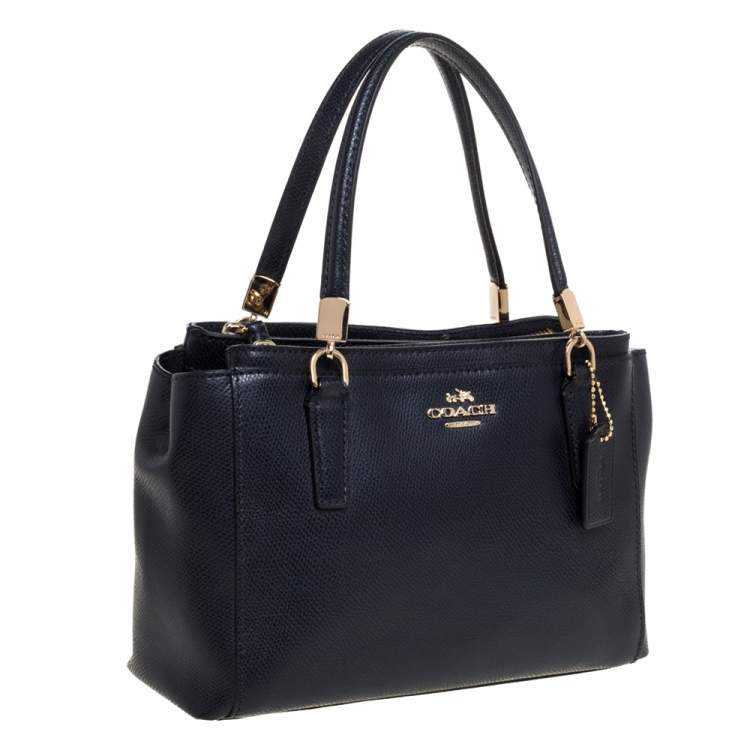 Pre Owned Coach Navy Blue Leather Mini Christie Carryall Satchel