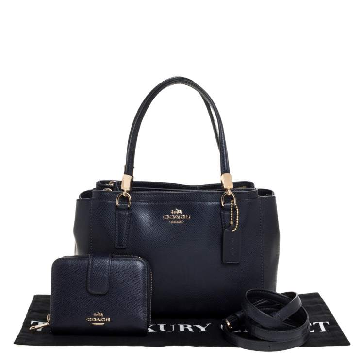 Pre Owned Coach Navy Blue Leather Mini Christie Carryall Satchel