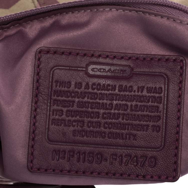 Pre Owned Coach Beige/Purple Canvas and Patent Leather Crossbody Bag