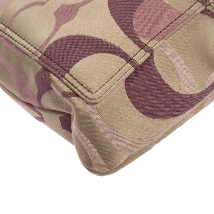 Pre Owned Coach Beige/Purple Canvas and Patent Leather Crossbody Bag