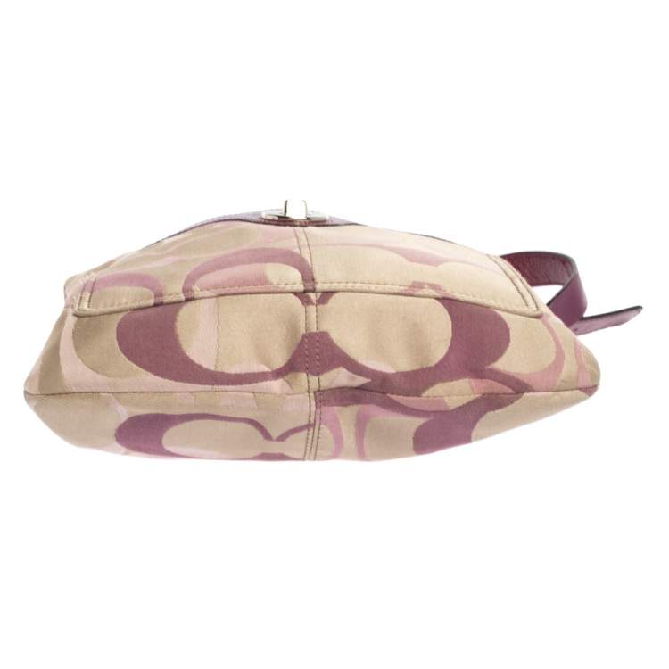 Pre Owned Coach Beige/Purple Canvas and Patent Leather Crossbody Bag