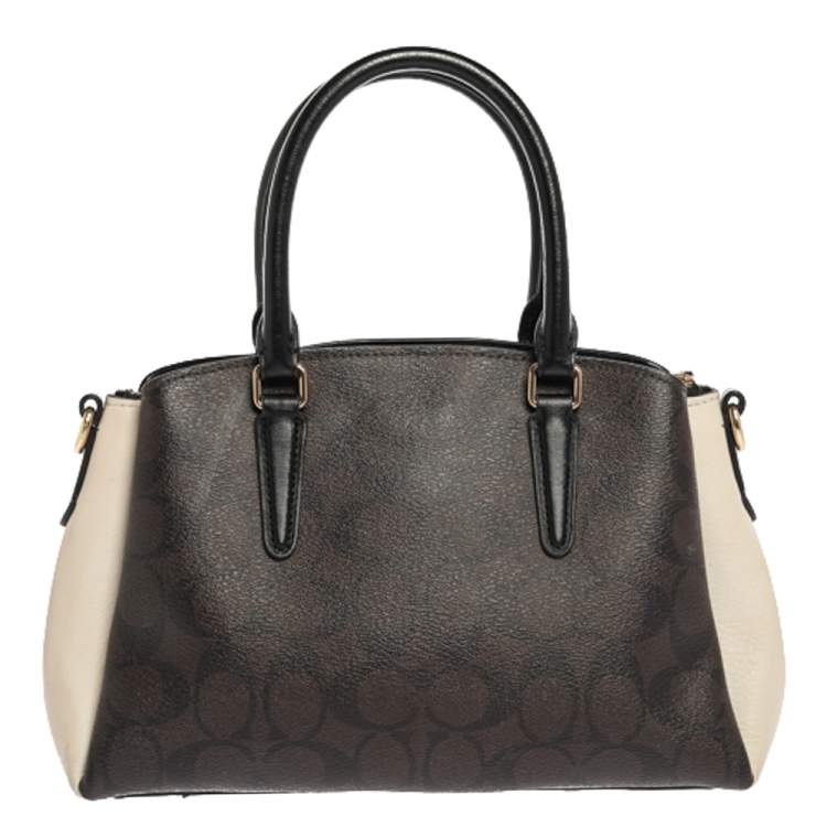 Pre Owned Coach Tri Cololr Signature Coated Canvas and Leather Mini Christie Carryall Bag