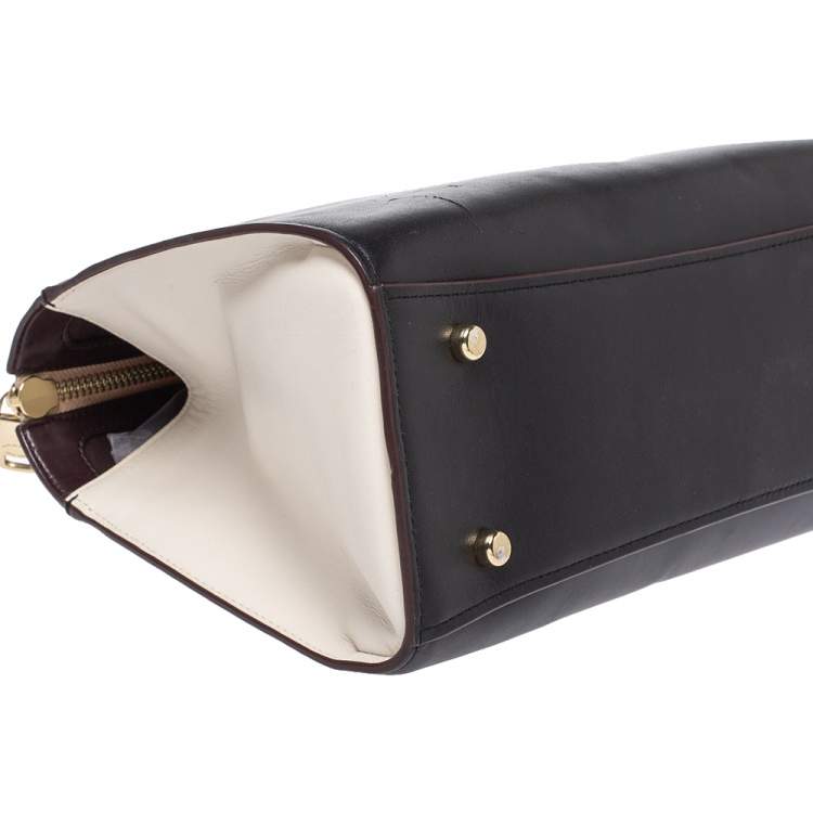 Pre Owned Coach Black/Beige Leather Bond Satchel