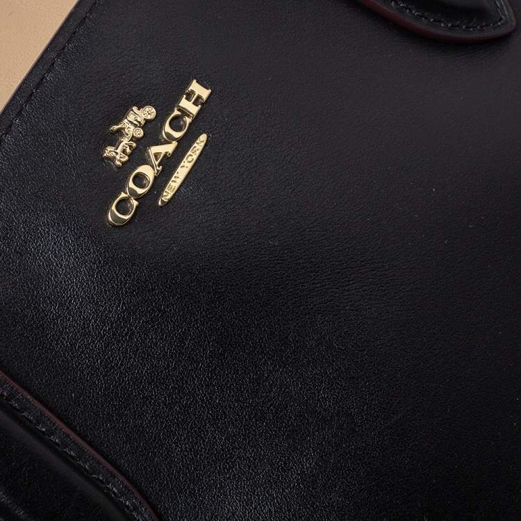 Pre Owned Coach Black/Beige Leather Bond Satchel
