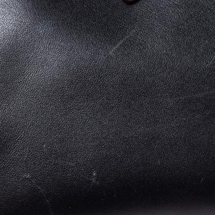 Pre Owned Coach Black/Beige Leather Bond Satchel