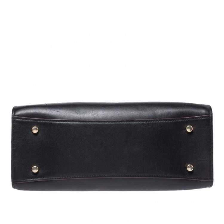Pre Owned Coach Black/Beige Leather Bond Satchel
