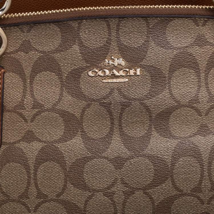Pre Owned Coach Beige Signature Coated Canvas Christie Carryall Satchel