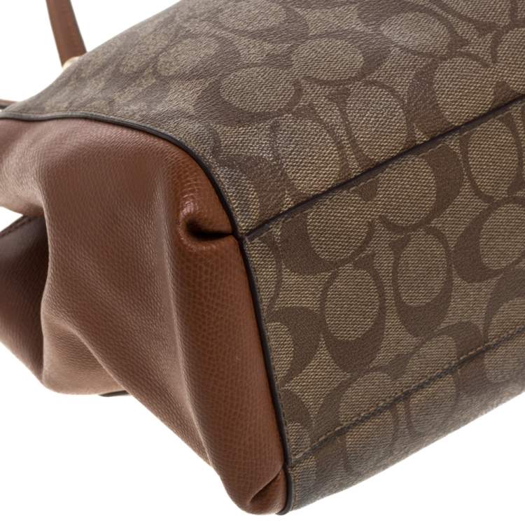 Pre Owned Coach Beige Signature Coated Canvas Christie Carryall Satchel