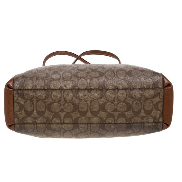 Pre Owned Coach Beige Signature Coated Canvas Christie Carryall Satchel