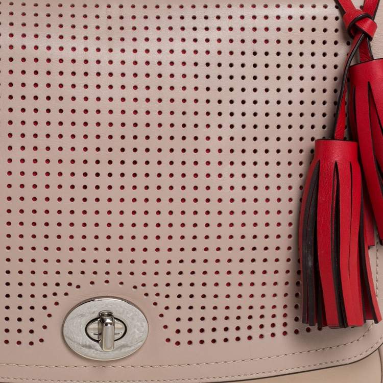 Pre Owned Coach Blush Pink Perforated Leather Legacy Romy Top Handle Bag w/ Wallet