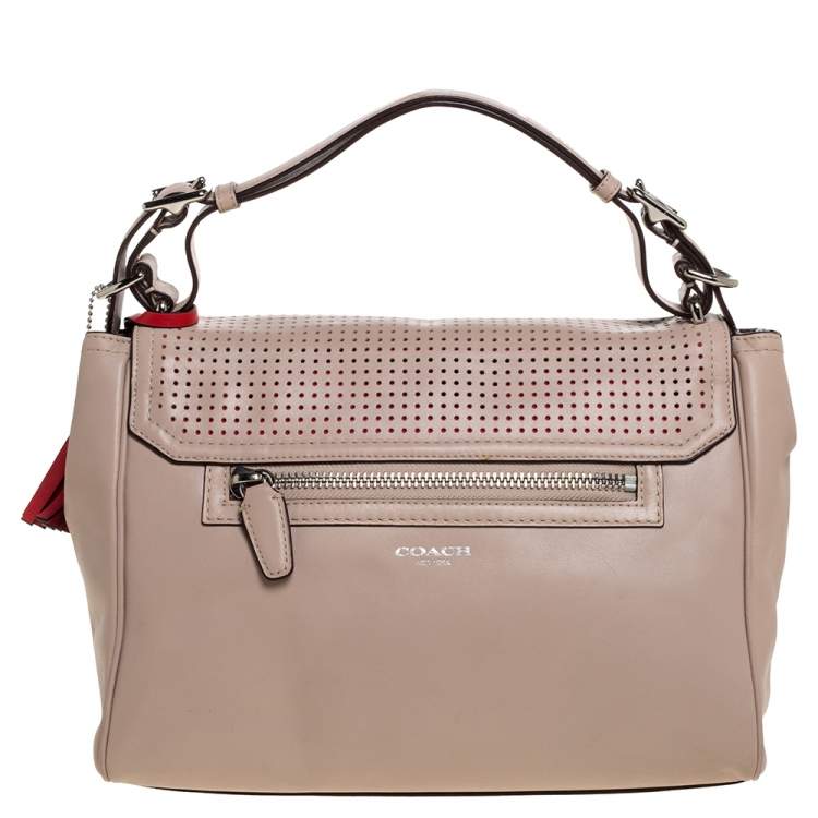 Pre Owned Coach Blush Pink Perforated Leather Legacy Romy Top Handle Bag w/ Wallet