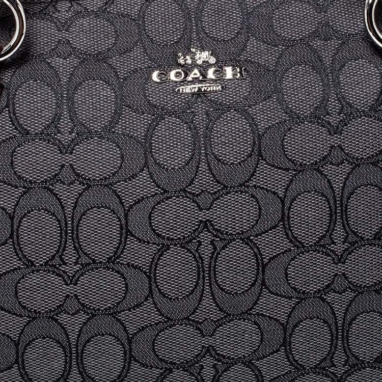 Pre Owned Coach Grey/Black Canvas and Leather Small Kelsey Tote 
