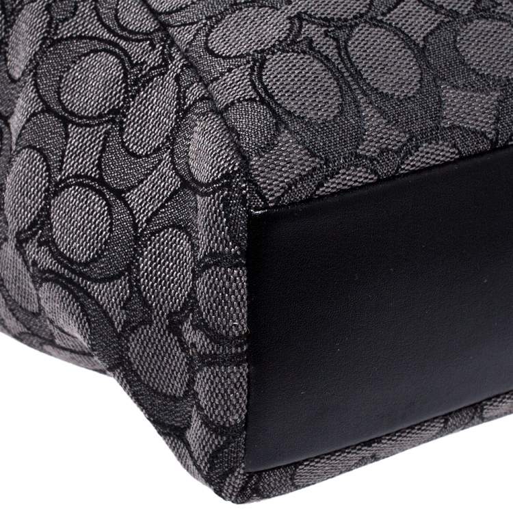 Pre Owned Coach Grey/Black Canvas and Leather Small Kelsey Tote 