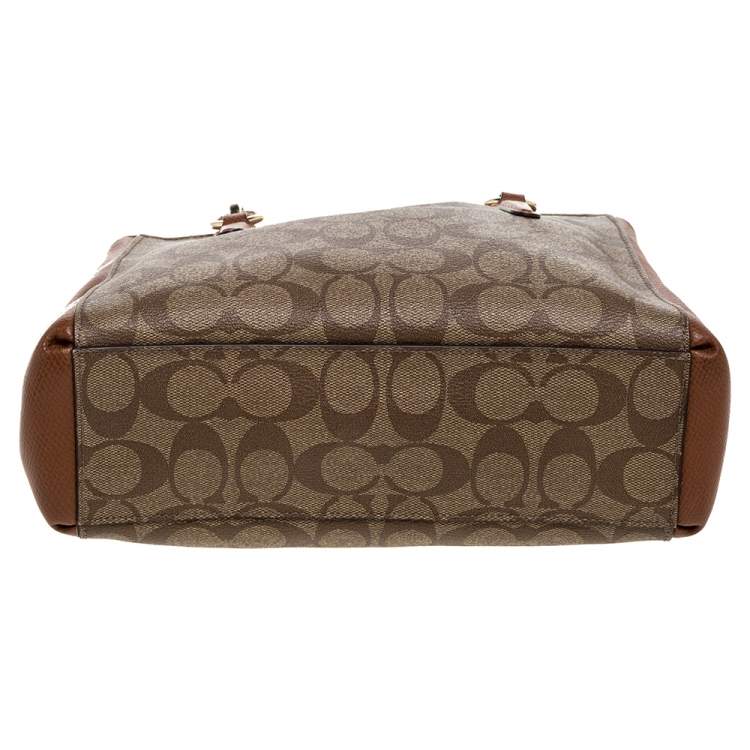 Pre Owned Coach Brown Signature Coated Canvas and Leather Mini Christie Carryall Satchel
