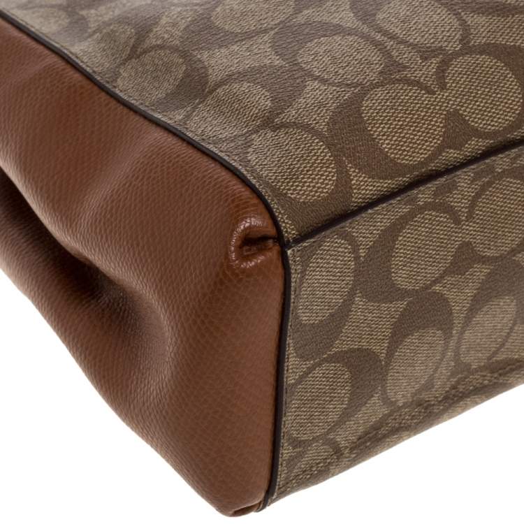 Pre Owned Coach Brown Signature Coated Canvas and Leather Mini Christie Carryall Satchel