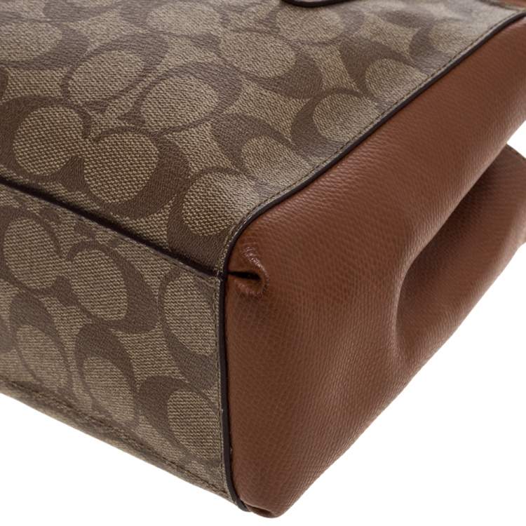 Pre Owned Coach Brown Signature Coated Canvas and Leather Mini Christie Carryall Satchel