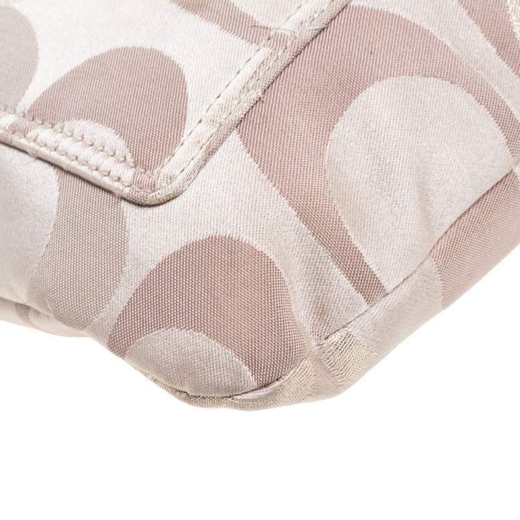 Pre Owned Coach Beige Signature Canvas and Leather Crossbody Bag