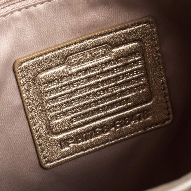 Pre Owned Coach Beige Signature Canvas and Leather Crossbody Bag