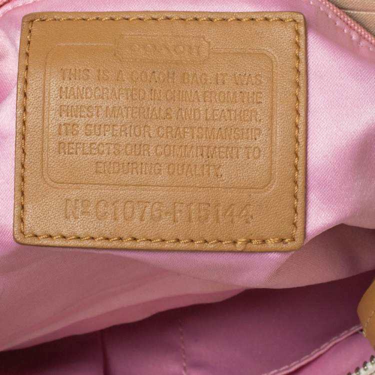 Pre Owned Coach Beige/Tan Horse and Carriage Canvas and Leather Bag