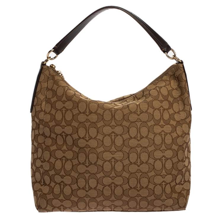 Pre Owned Coach Brown Signature Canvas Hobo