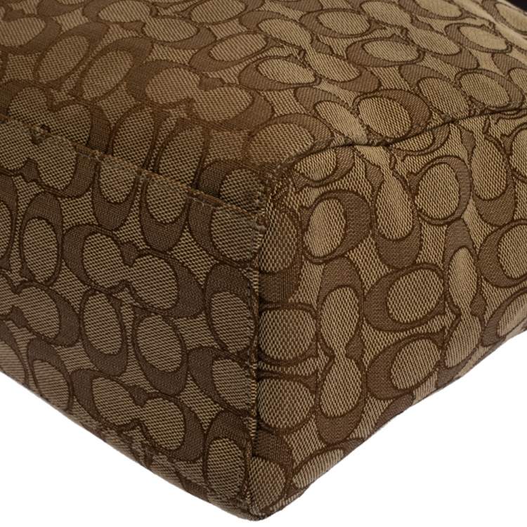 Pre Owned Coach Brown Signature Canvas Hobo