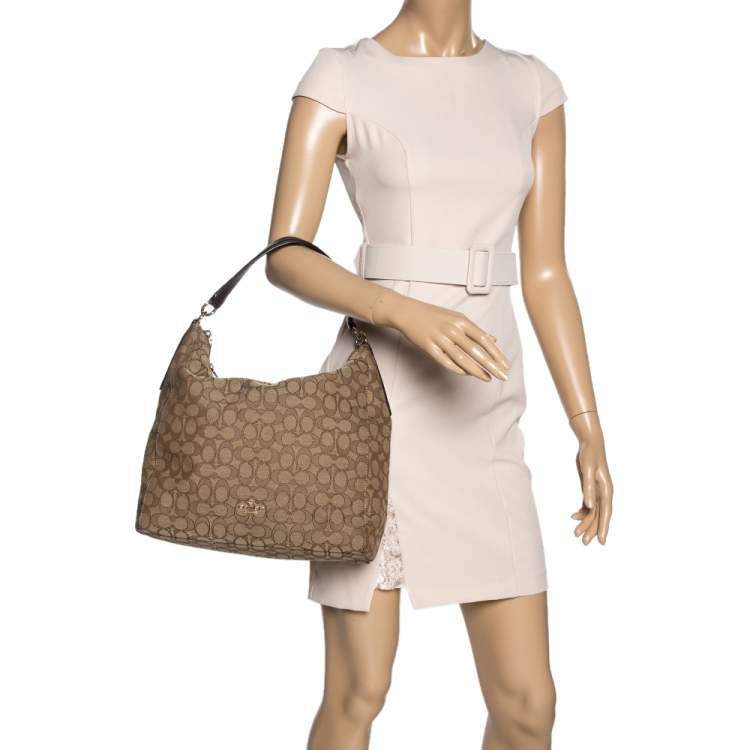 Pre Owned Coach Brown Signature Canvas Hobo