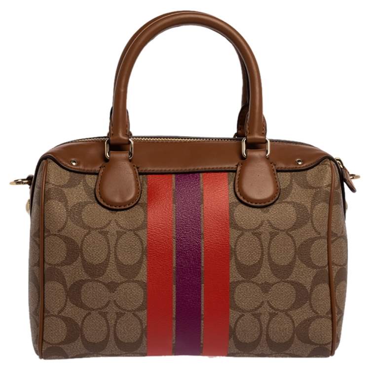Pre Owned Coach Brown Signature Coated Canvas and Leather Mini Bennett Satchel