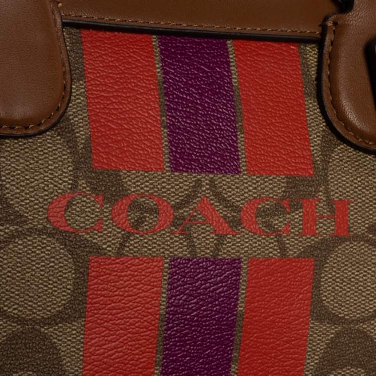 Pre Owned Coach Brown Signature Coated Canvas and Leather Mini Bennett Satchel