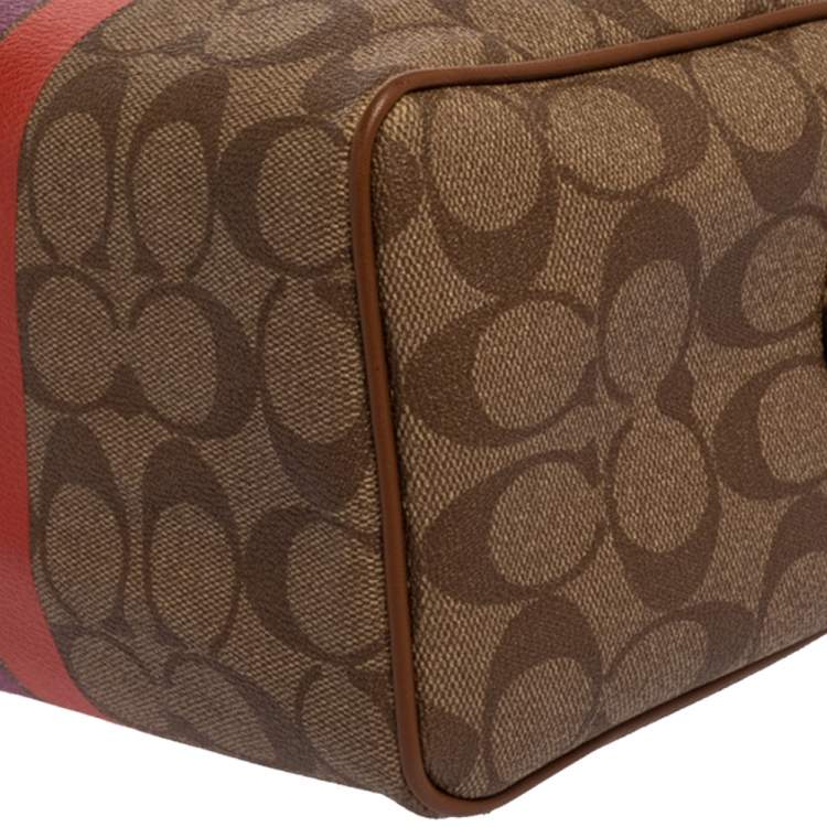 Pre Owned Coach Brown Signature Coated Canvas and Leather Mini Bennett Satchel