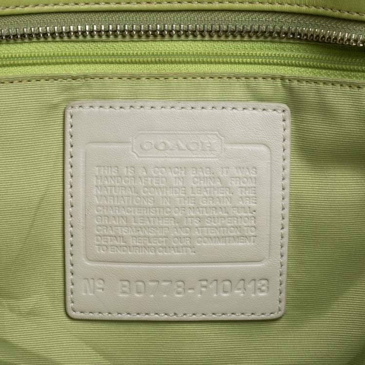 Pre Owned Coach Light Green Leather East West Gallery Tote