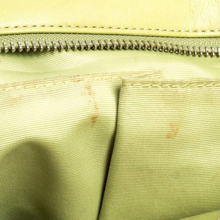Pre Owned Coach Light Green Leather East West Gallery Tote
