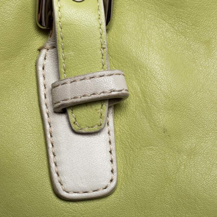 Pre Owned Coach Light Green Leather East West Gallery Tote