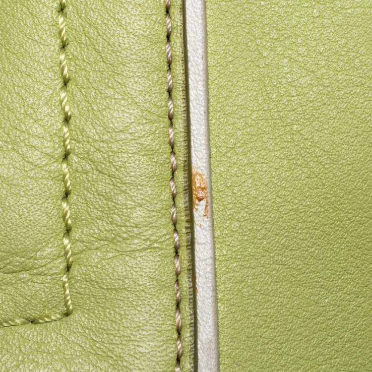 Pre Owned Coach Light Green Leather East West Gallery Tote