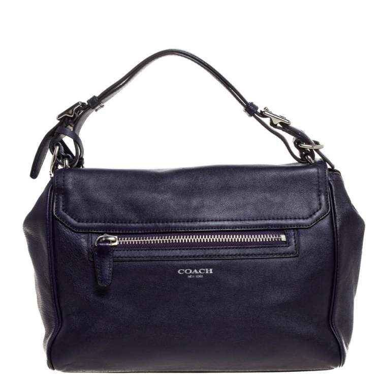 Pre Owned Coach Purple Leather Legacy Romy Top Handle Bag