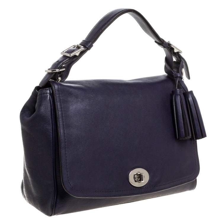 Pre Owned Coach Purple Leather Legacy Romy Top Handle Bag