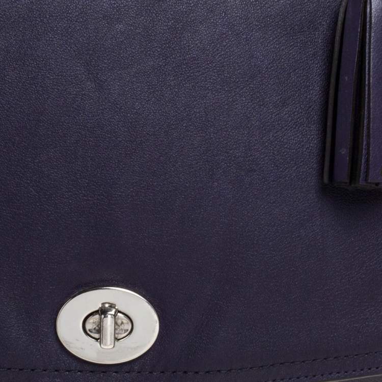 Pre Owned Coach Purple Leather Legacy Romy Top Handle Bag