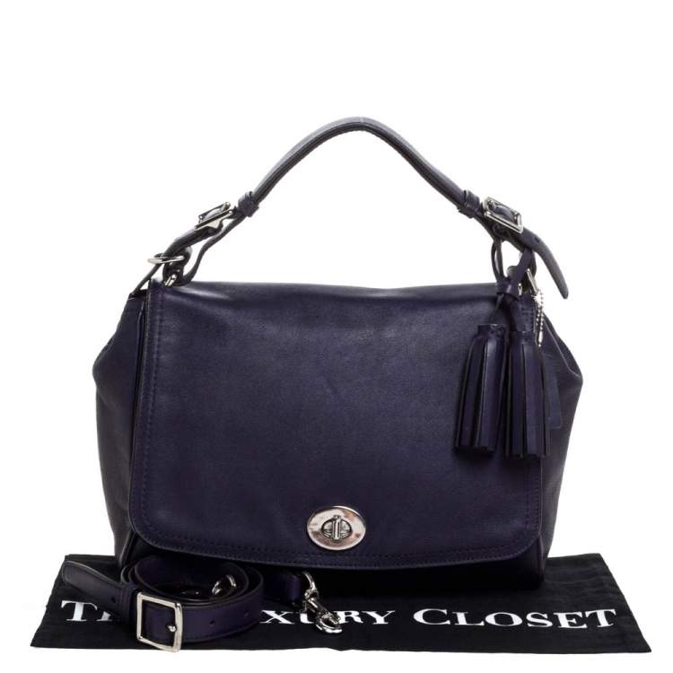Pre Owned Coach Purple Leather Legacy Romy Top Handle Bag