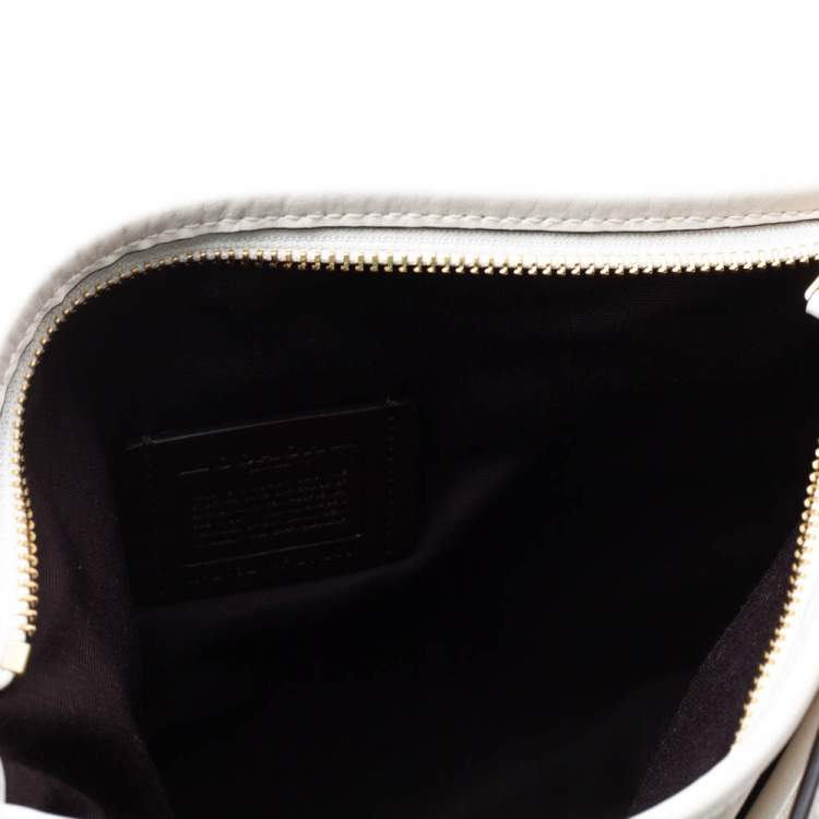 Pre Owned Coach Beige/Cream Signature Coated Canvas and Leather Messenger Bag