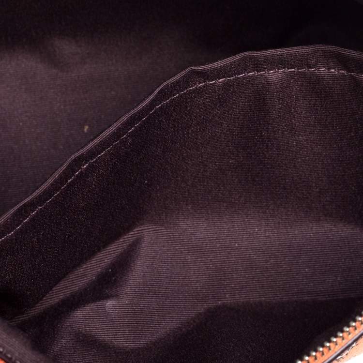 Pre Owned Coach Orange Bloom Print Coated Canvas Cosmetic Pouch
