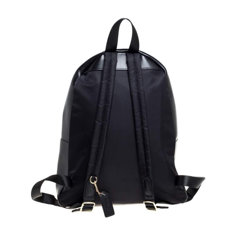 Pre Owned Coach Brown/Black Signature Coated Canvas and Leather Charlie Backpack