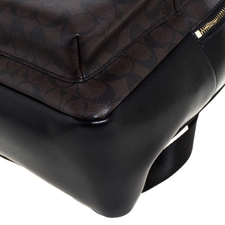 Pre Owned Coach Brown/Black Signature Coated Canvas and Leather Charlie Backpack