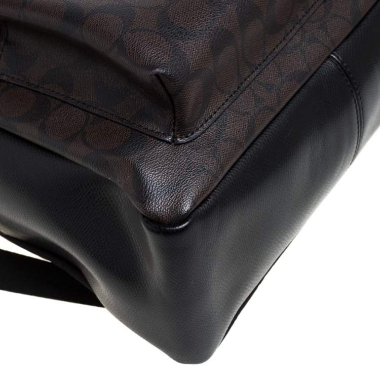 Pre Owned Coach Brown/Black Signature Coated Canvas and Leather Charlie Backpack