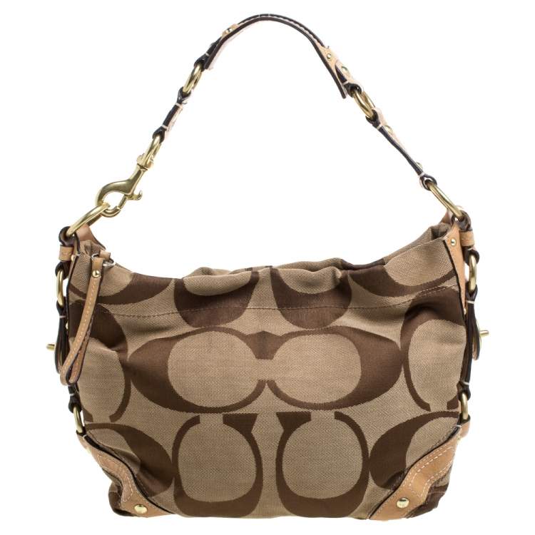 COACH Beige Canvas and Leather Carly Hobo Bag item #41076 – ALL