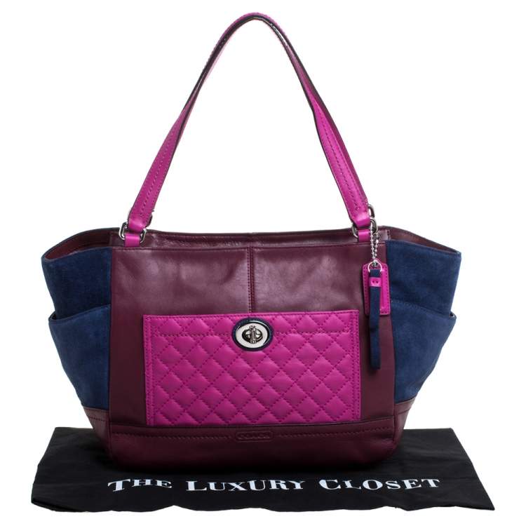 Pre Owned Coach Multicolor Leather and Suede Shopper Tote