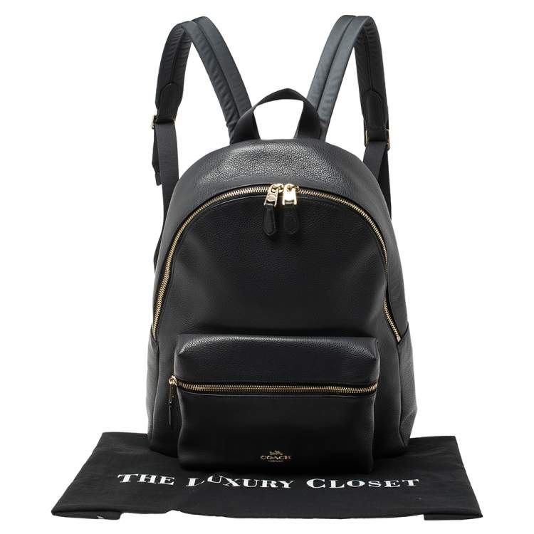 Pre Owned Coach Dark Grey Leather Large Charlie Backpack