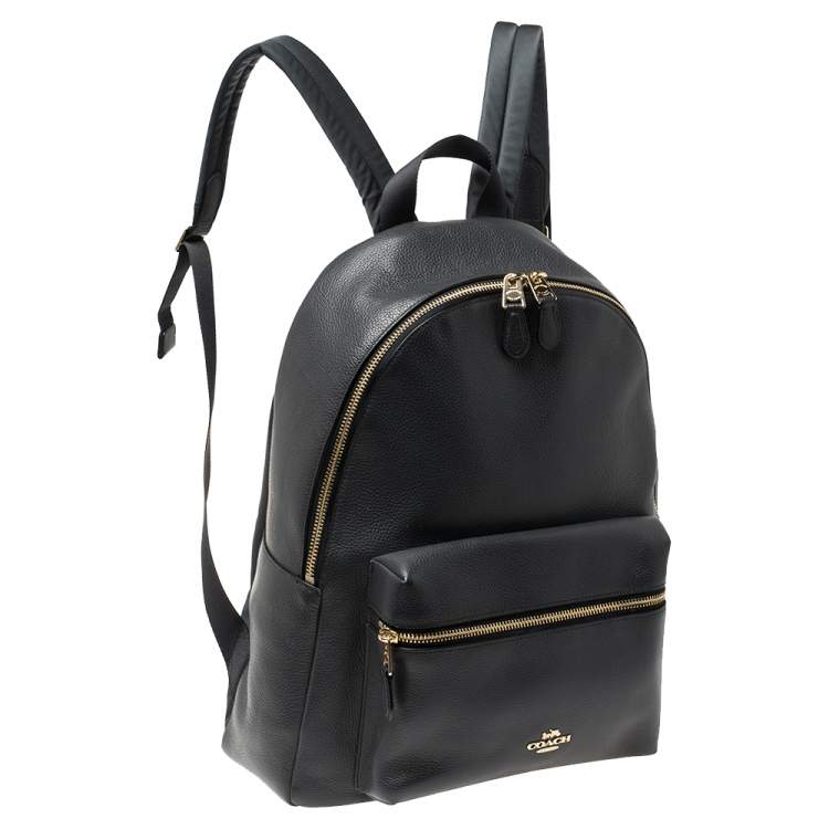 Pre Owned Coach Dark Grey Leather Large Charlie Backpack