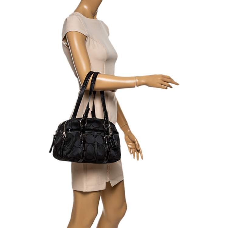 Coach Black Signature Canvas and Leather Soho Satchel Coach